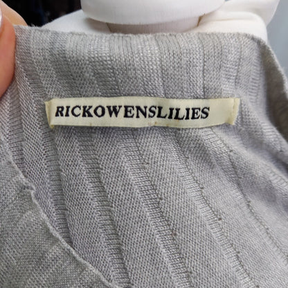 Rick Owens Lilies Grey Batwing Jumper Ribbed Knit Silk UK 10 Excellent