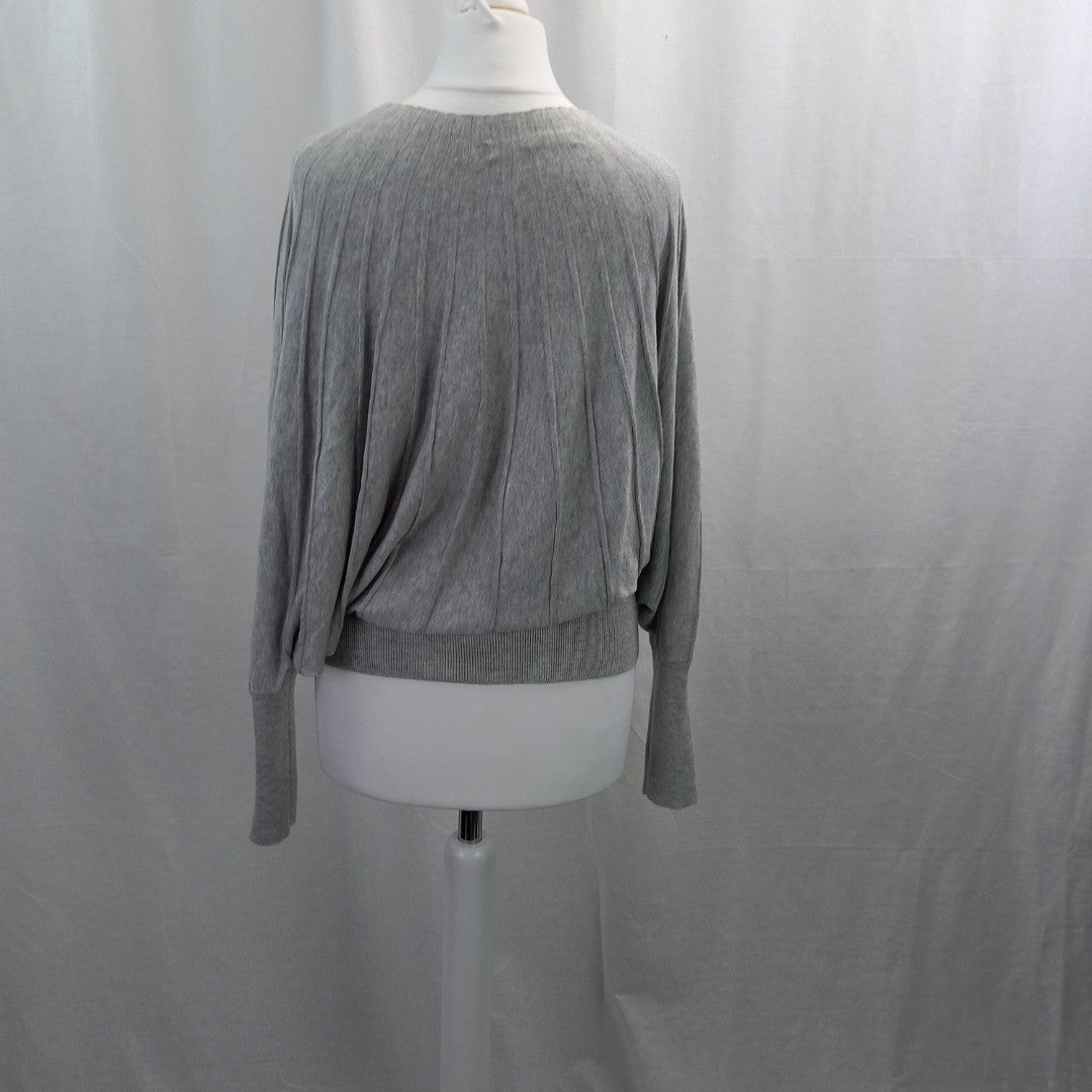 Rick Owens Lilies Grey Batwing Jumper Ribbed Knit Silk UK 10 Excellent