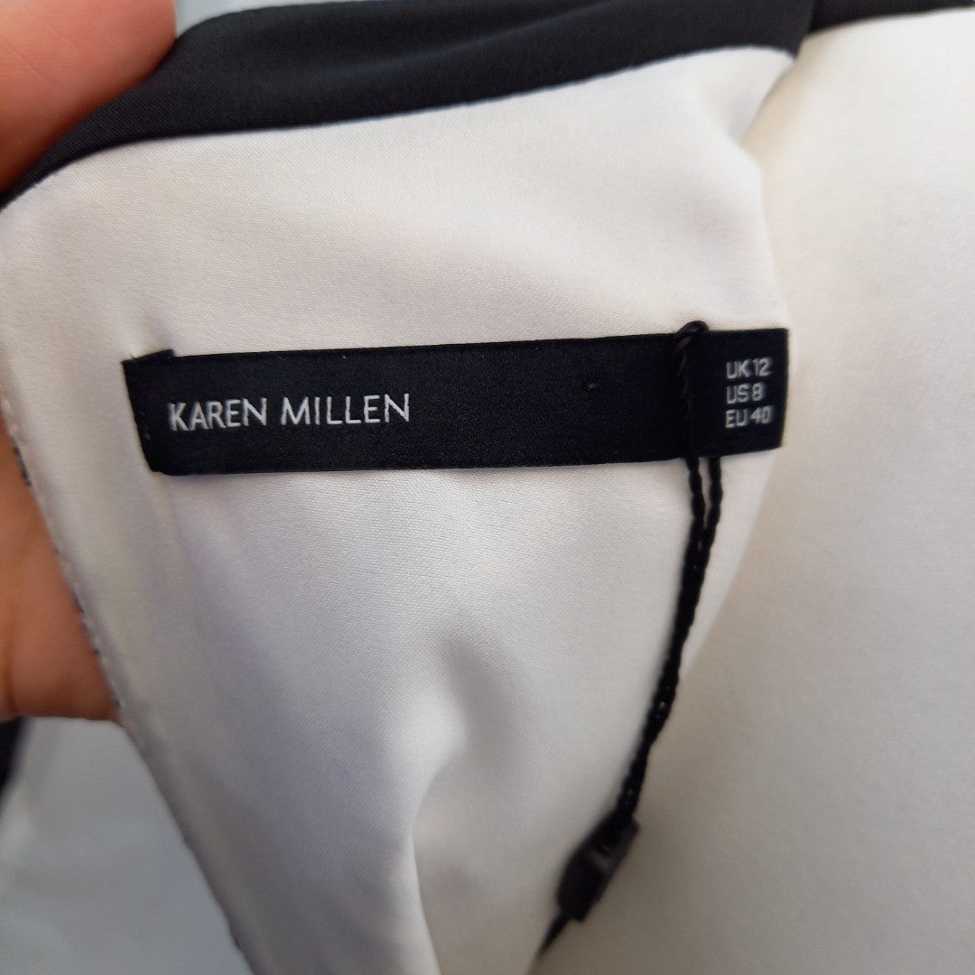 Karen Millen Black & White 2 Layer Dress UK 12 BNWT