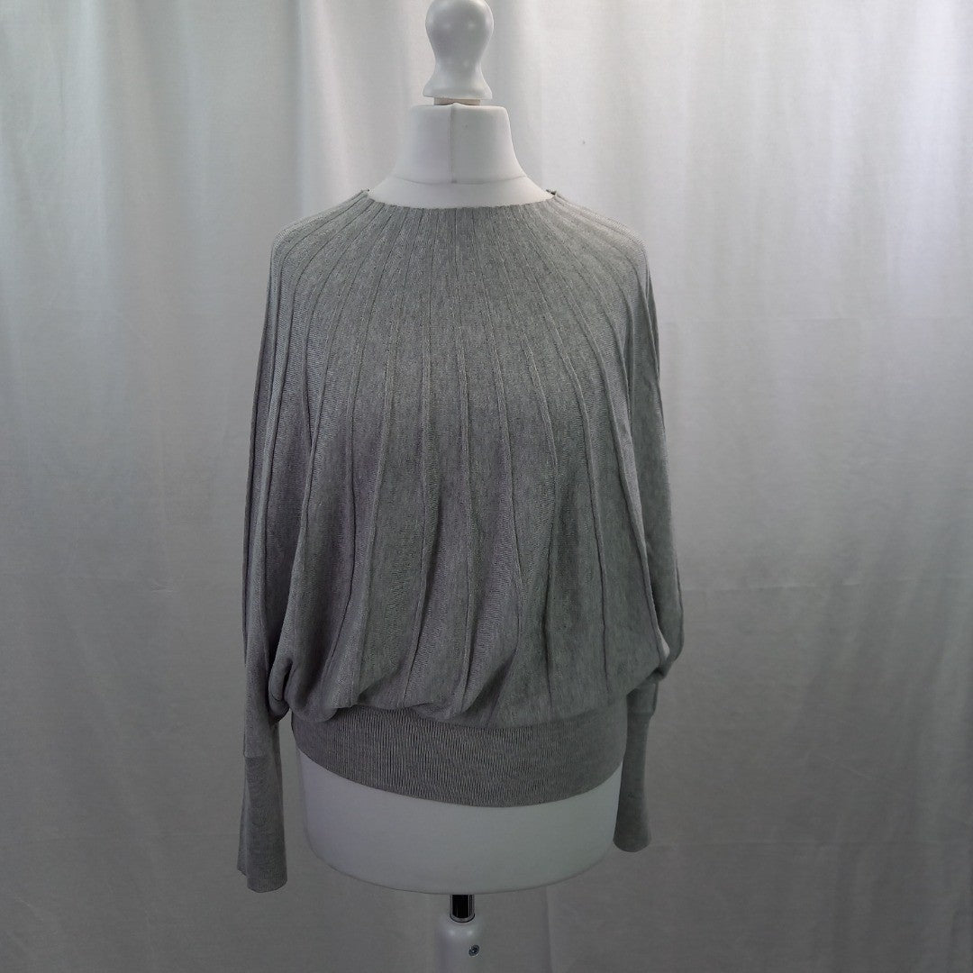 Rick Owens Lilies Grey Batwing Jumper Ribbed Knit Silk UK 10 Excellent