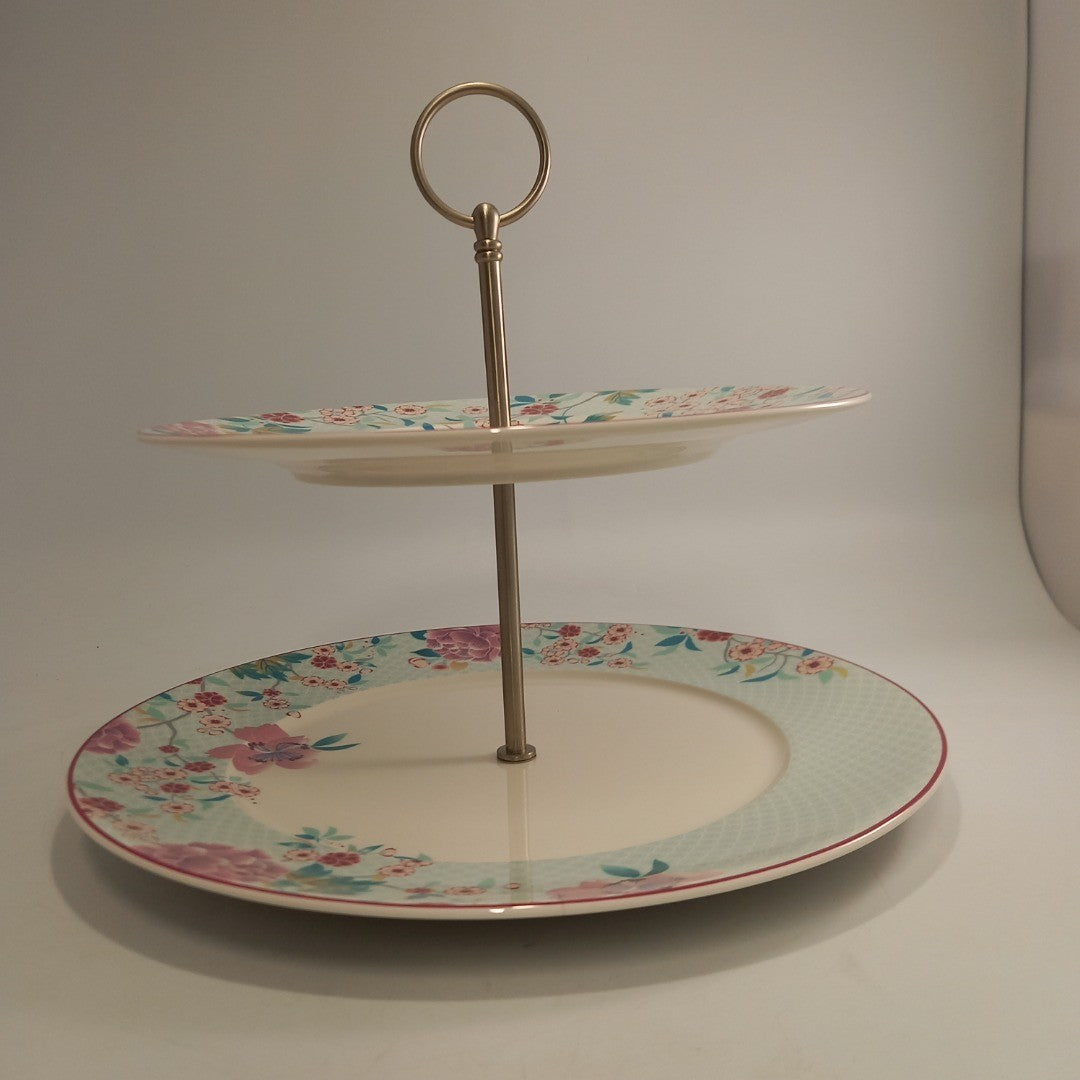 Marks & Spencer Geisha Cake Stand 2 tier Super Fine China Decorative Original Box Excellent