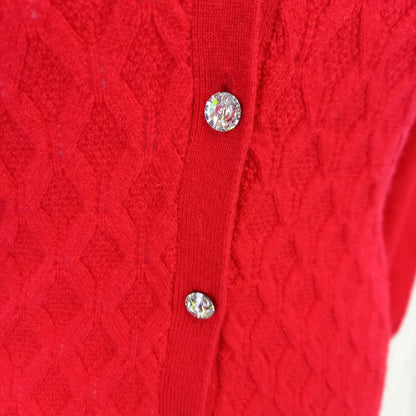 Zume Red Cashmere Cardigan Diamante Buttons UK S Excellent