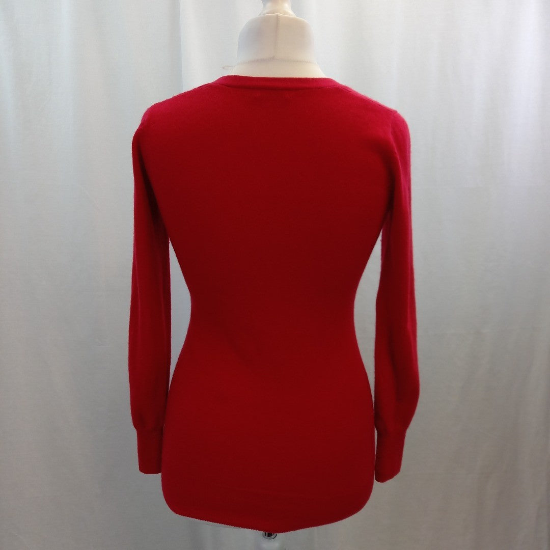 Zume Red Cashmere Cardigan Diamante Buttons UK S Excellent