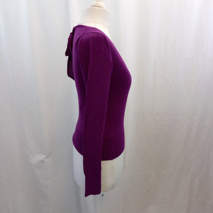 L.K Bennett Purple Jumper 100% Wool Bow Detailing UK XS Excellent