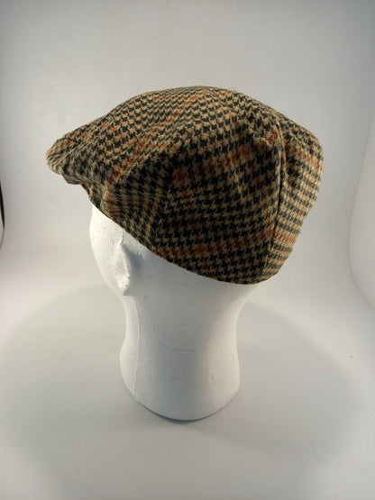 tweed cap failsworth British wool flat cap green fawn brown VGC