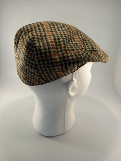 tweed cap failsworth British wool flat cap green fawn brown VGC