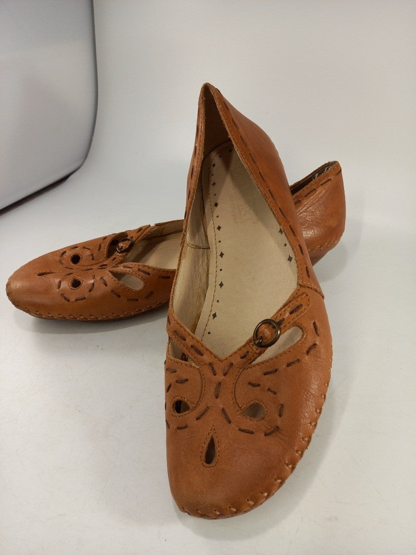 Pikolinos Tan Leather Flat Slip On Shoes Size 5 Brandy Excellent Condition