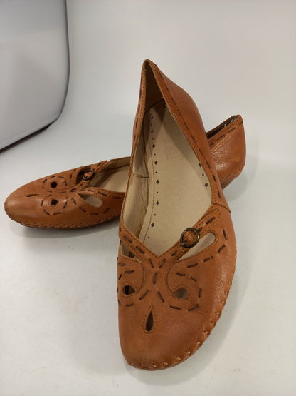 Pikolinos Tan Leather Flat Slip On Shoes Size 5 Brandy Excellent Condition