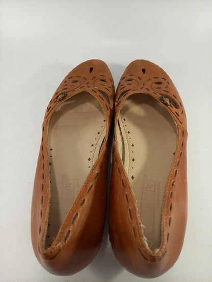 Pikolinos Tan Leather Flat Slip On Shoes Size 5 Brandy Excellent Condition