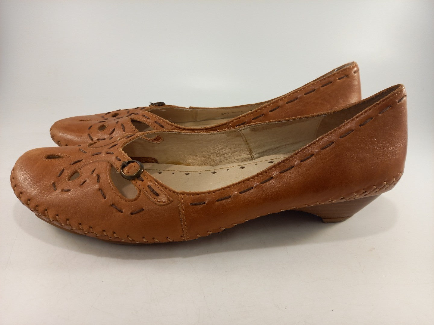 Pikolinos Tan Leather Flat Slip On Shoes Size 5 Brandy Excellent Condition