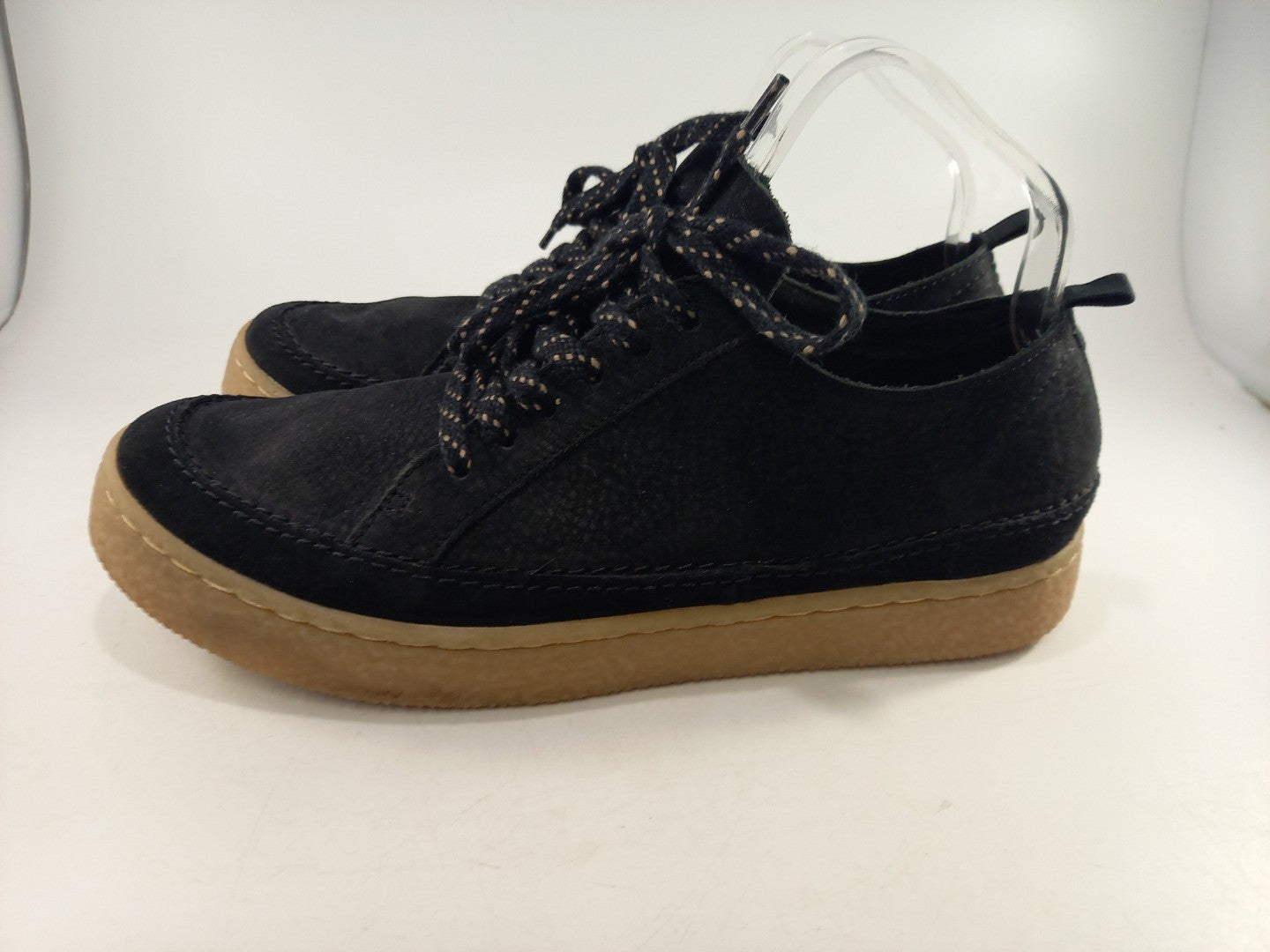 Clarks Black Suede Lace Up Shoes Size 6.5D Contour Cushion Nearly New