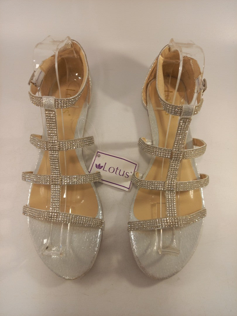 Lotus Silver Diamante Gladiator Style Sandals Size 6 Brand New