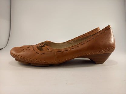 Pikolinos Tan Leather Flat Slip On Shoes Size 5 Brandy Excellent Condition