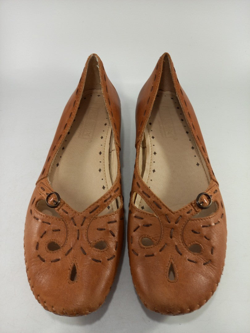 Pikolinos Tan Leather Flat Slip On Shoes Size 5 Brandy Excellent Condition