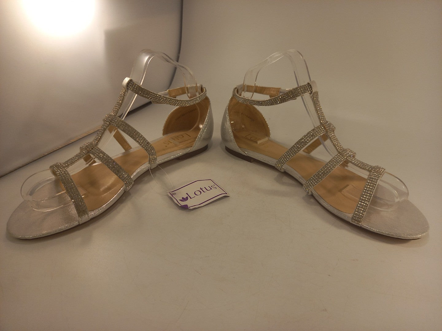 Lotus Silver Diamante Gladiator Style Sandals Size 6 Brand New