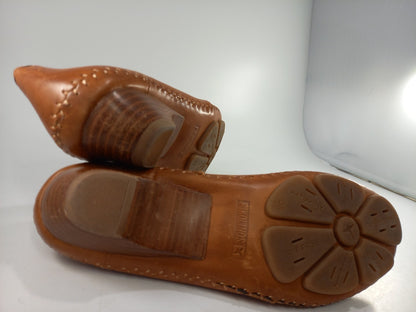 Pikolinos Tan Leather Flat Slip On Shoes Size 5 Brandy Excellent Condition