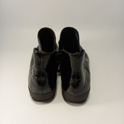 FitFlop Black Shiny Boots Zip Up Womens UK 5 Excellent