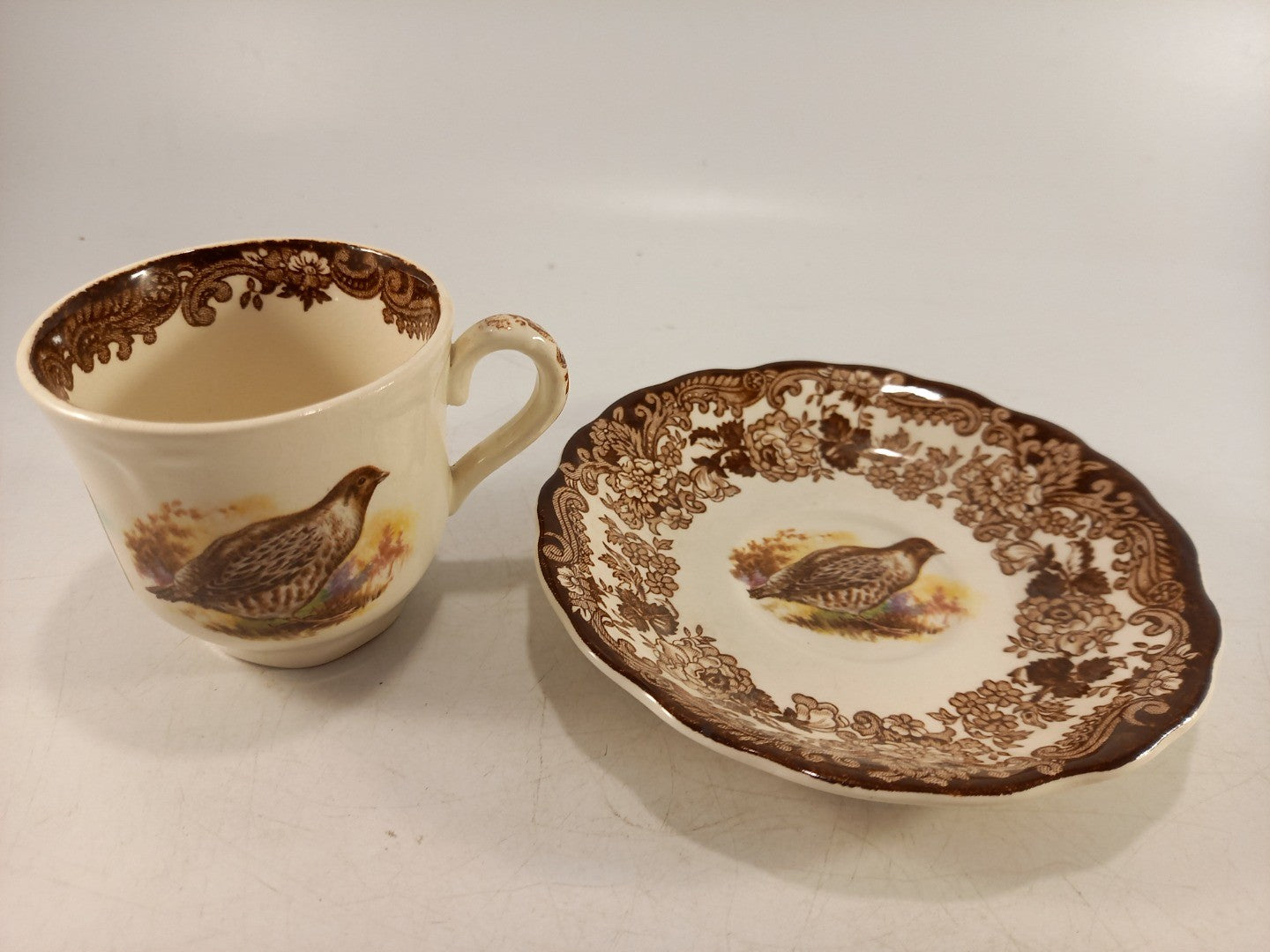 Royal Worcester Palissy Game Series Small Cup & Saucer Vintage Excellent Condition