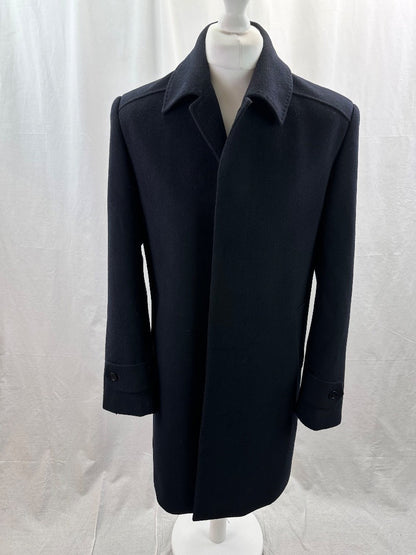 Austin Reed Black Wool Mix Coat Size 42R Excellent Condition