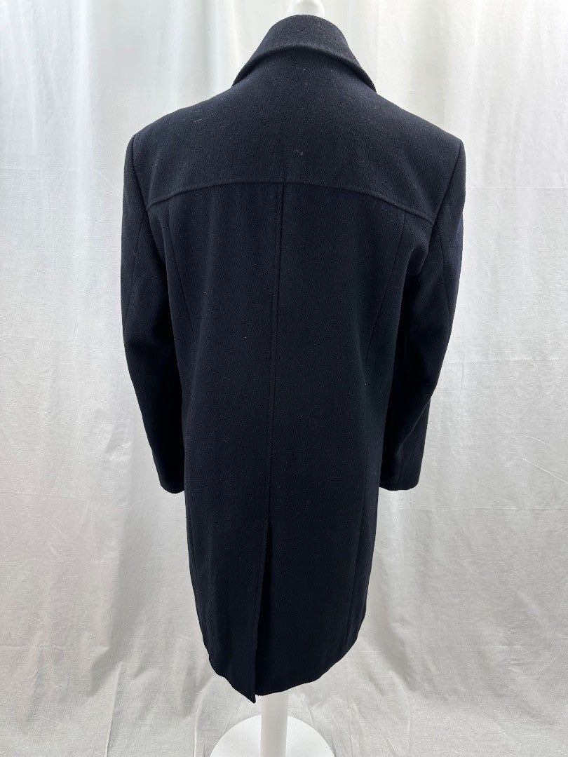 Austin Reed Black Wool Mix Coat Size 42R Excellent Condition