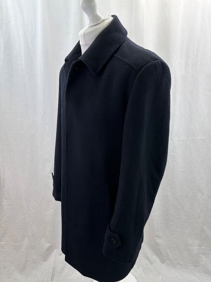 Austin Reed Black Wool Mix Coat Size 42R Excellent Condition