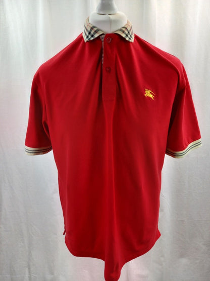 Burberry London Red Nova Check Collar Polo Shirt - Size XXL