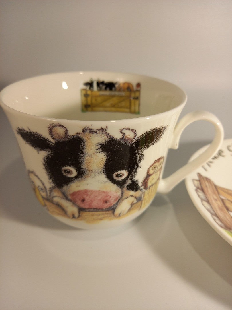 Roy Kirkman Please Shut the Gate Farmyard Fine Bone China Cup & Saucer Set