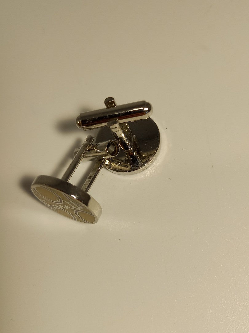 Paul Smith Signature Enamelled Geometric Silver Tone Bullet Back Mod Cufflinks