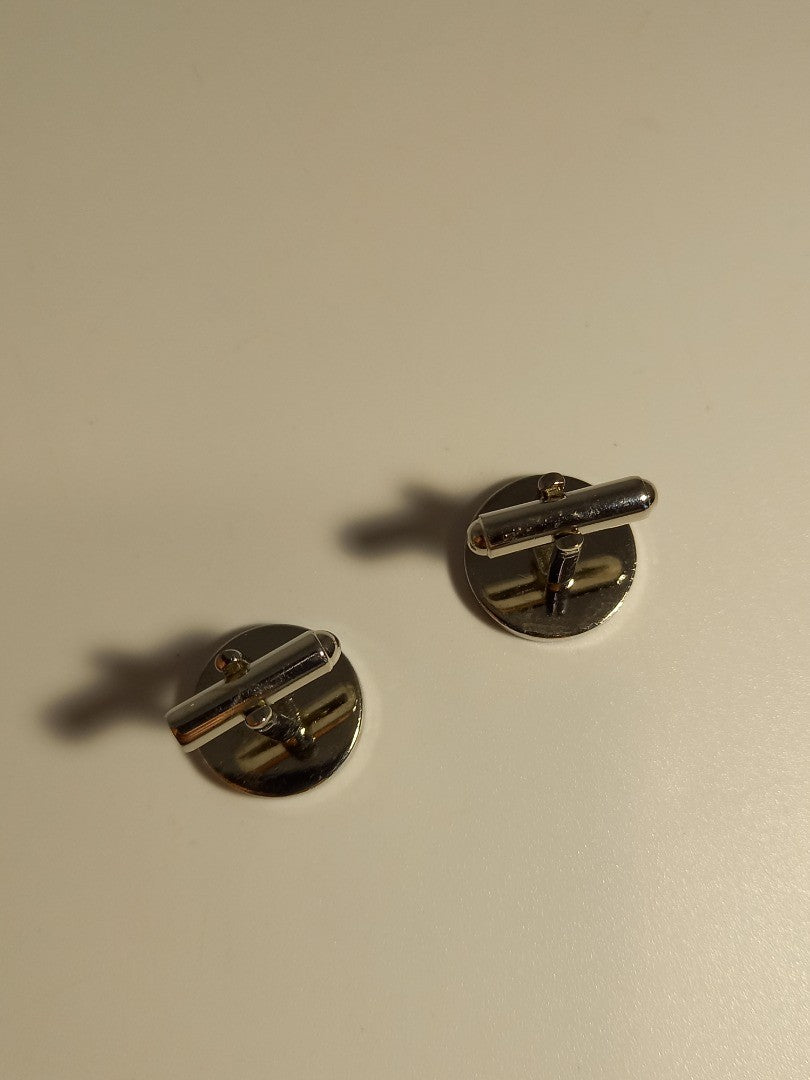 Paul Smith Signature Enamelled Geometric Silver Tone Bullet Back Mod Cufflinks