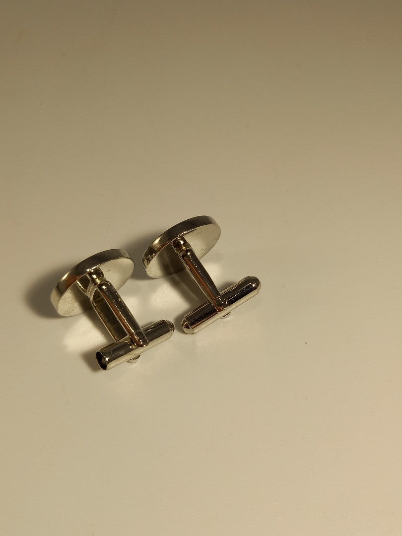 Paul Smith Signature Enamelled Geometric Silver Tone Bullet Back Mod Cufflinks