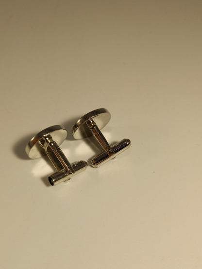 Paul Smith Signature Enamelled Geometric Silver Tone Bullet Back Mod Cufflinks