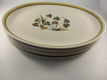 denby dinner plates x6 shammrock green teal brown oval platter size 12.5in x 9in