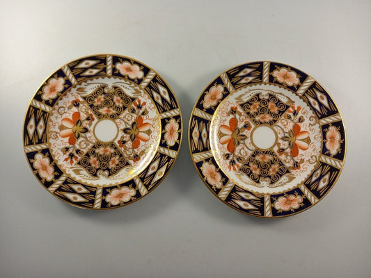 side plates royal crown derby 16cm diameter x2 white navy soft red gold floral