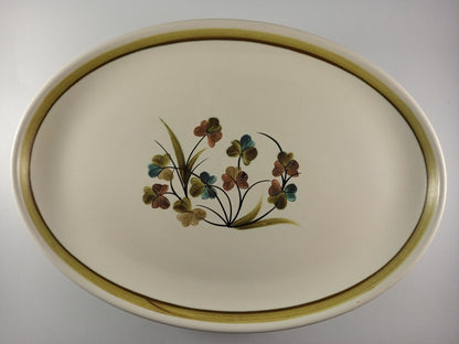 denby dinner plates x6 shammrock green teal brown oval platter size 12.5in x 9in