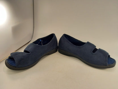 Cushion Walk Navy Fleece Hook & Loop Fastening Slippers Size 6 BNIB