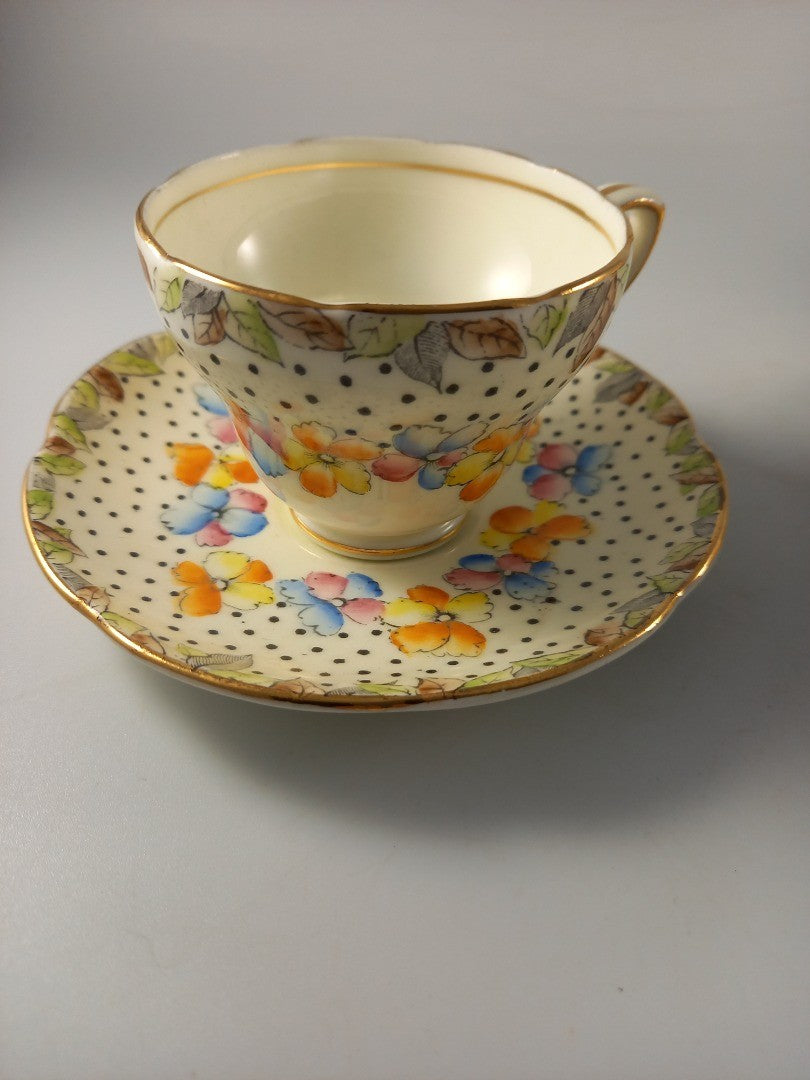 foley tea set bone china bright floral 6x cup and saucers sugar bowl milk jug