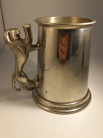 Banks's Brewery Pewter England Silver Tone Lion Handle Collectable Pint Tankard