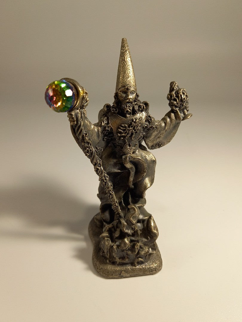 WAPW Mark Locker Pewter 'The Fire Wizard' with a Staff Figurine Myth and Magic