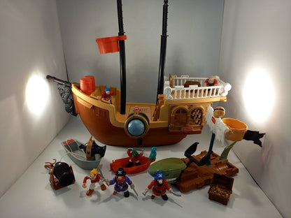 pirate ship vintage fisher price 6x pirates 3x small boats treasure chest cannon