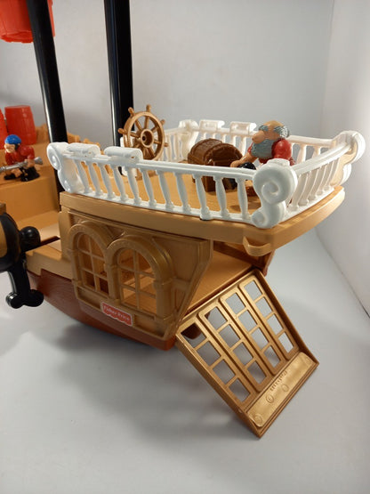 pirate ship vintage fisher price 6x pirates 3x small boats treasure chest cannon