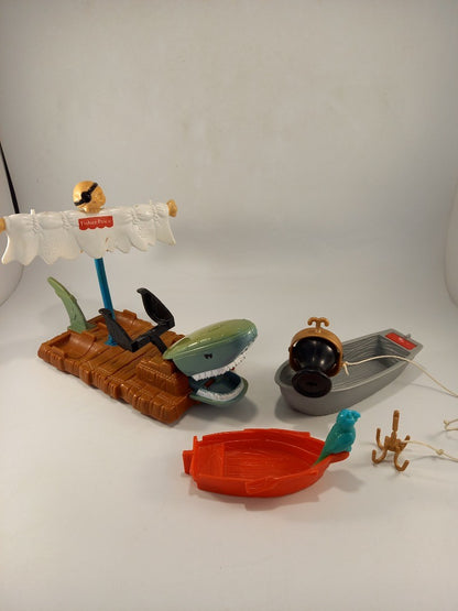 pirate ship vintage fisher price 6x pirates 3x small boats treasure chest cannon