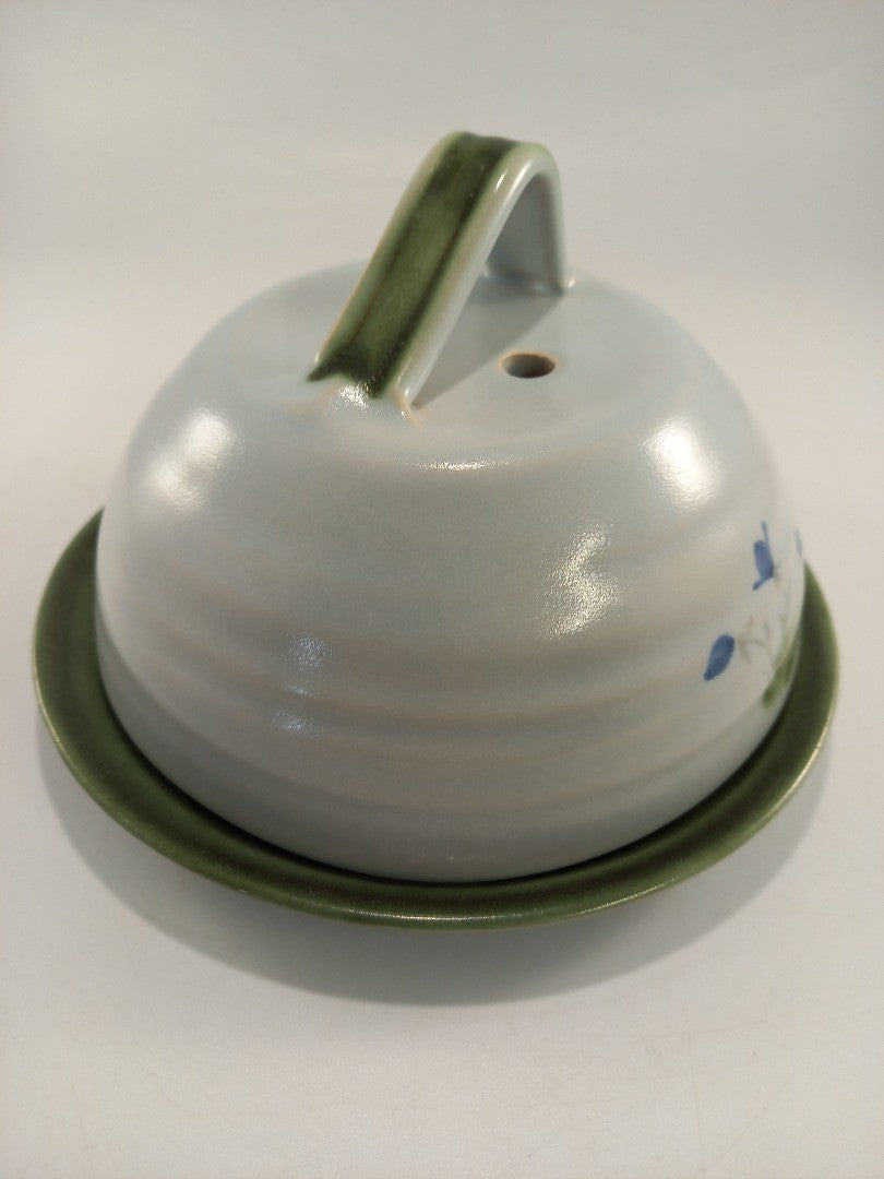 cheese dish buchan portobello thistle pottery scotland stoneware grey green