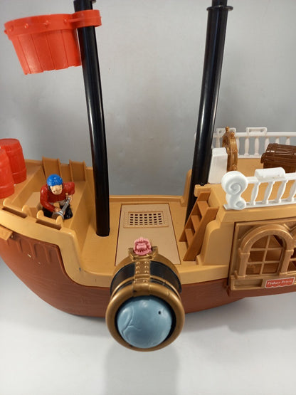 pirate ship vintage fisher price 6x pirates 3x small boats treasure chest cannon