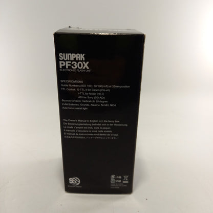 Sunpak PF30X Electronic Camera Flash Unit For Canon Lightweight Portable New