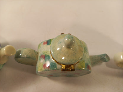 Miniature Teapot Pill Boxes Hand Painted Excellent Condition Vintage