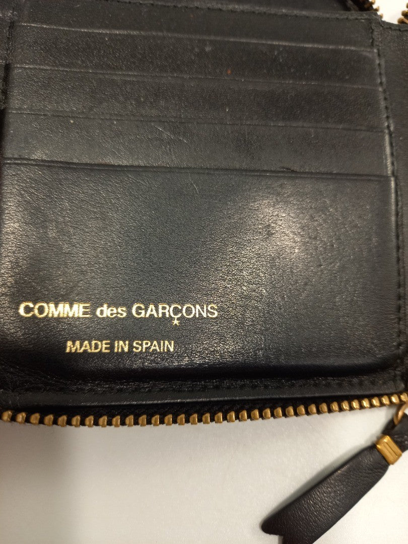 Comme Des Garcons Black Leather Vintage Zip Around Wallet / Purse