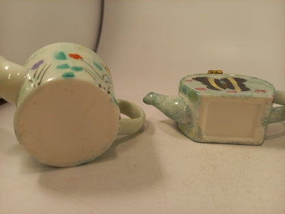 Miniature Teapot Pill Boxes Hand Painted Excellent Condition Vintage