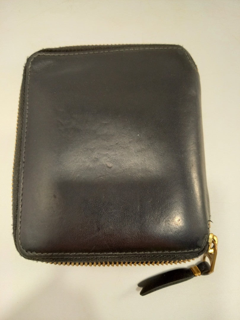 Comme Des Garcons Black Leather Vintage Zip Around Wallet / Purse