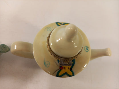 Miniature Teapot Pill Boxes Hand Painted Excellent Condition Vintage