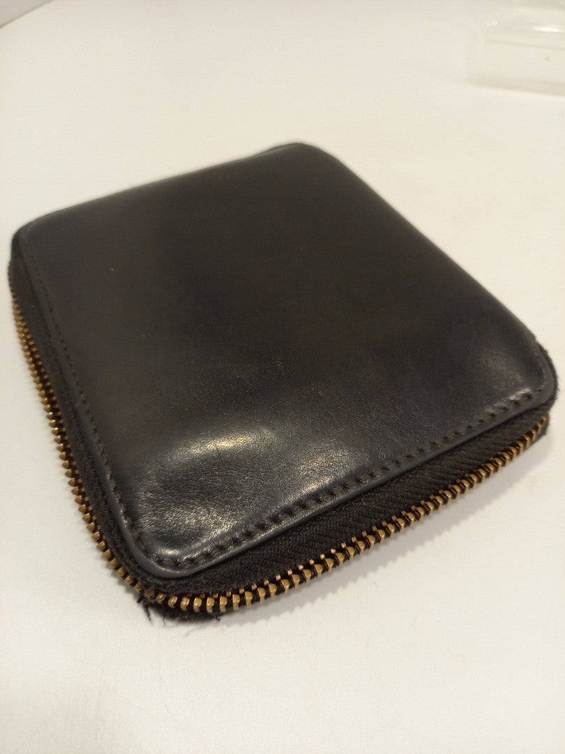 Comme Des Garcons Black Leather Vintage Zip Around Wallet / Purse